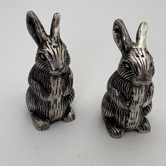 Pottery Barn Other - Vintage Pewter Bunny/Rabbit Salt and Pepper Shakers